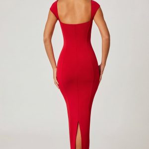 Sweetheart Neckline Maxi Dress in Red - Image 2