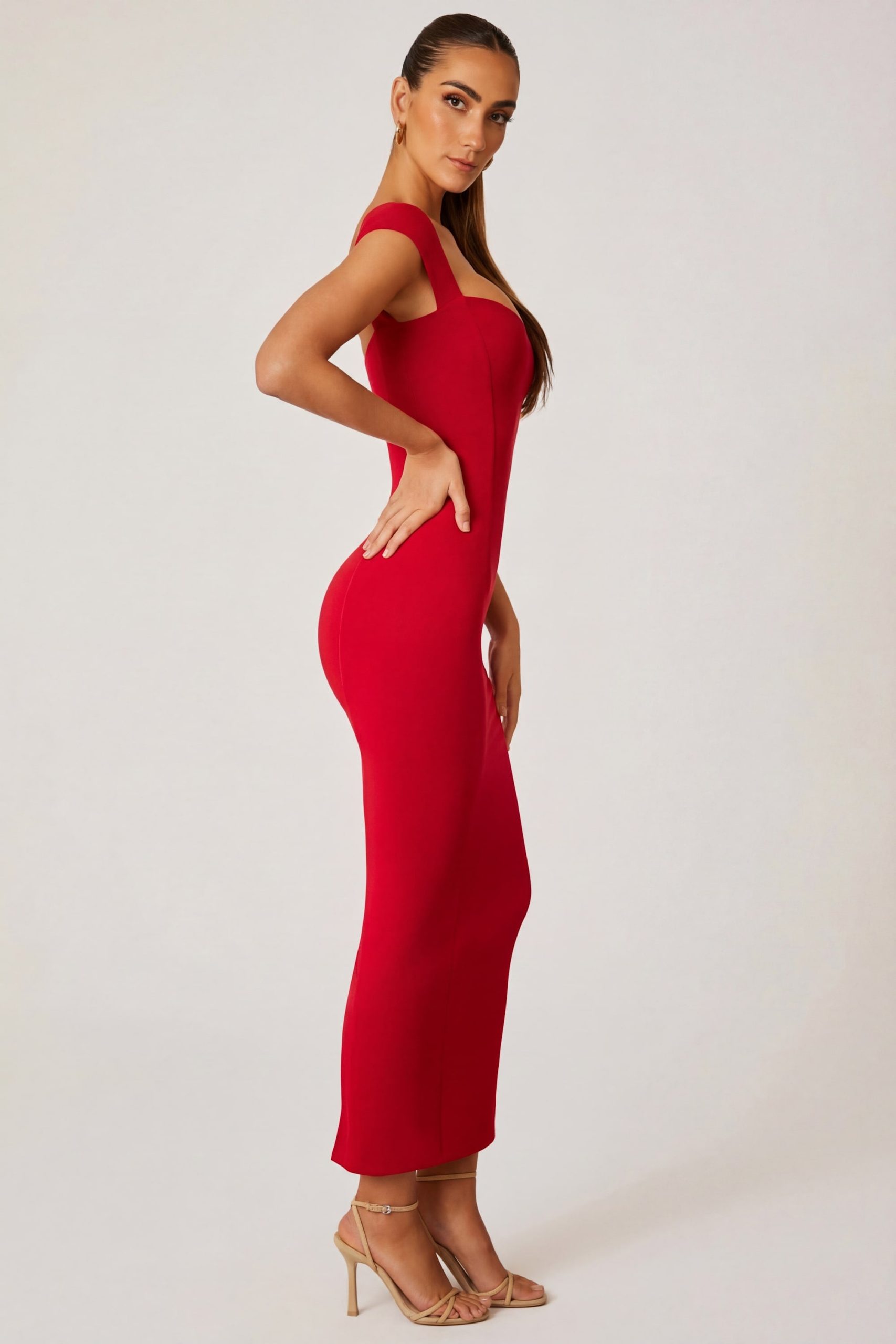 Sweetheart Neckline Maxi Dress in Red - Image 3