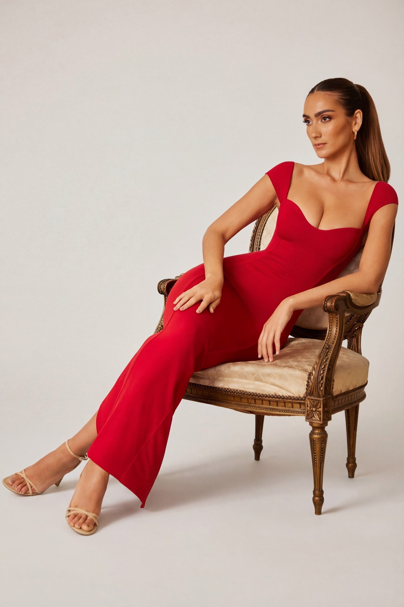 Sweetheart Neckline Maxi Dress in Red - Image 6