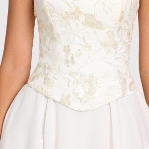 Embellished Corset Mini Dress in Pearl - Image 5