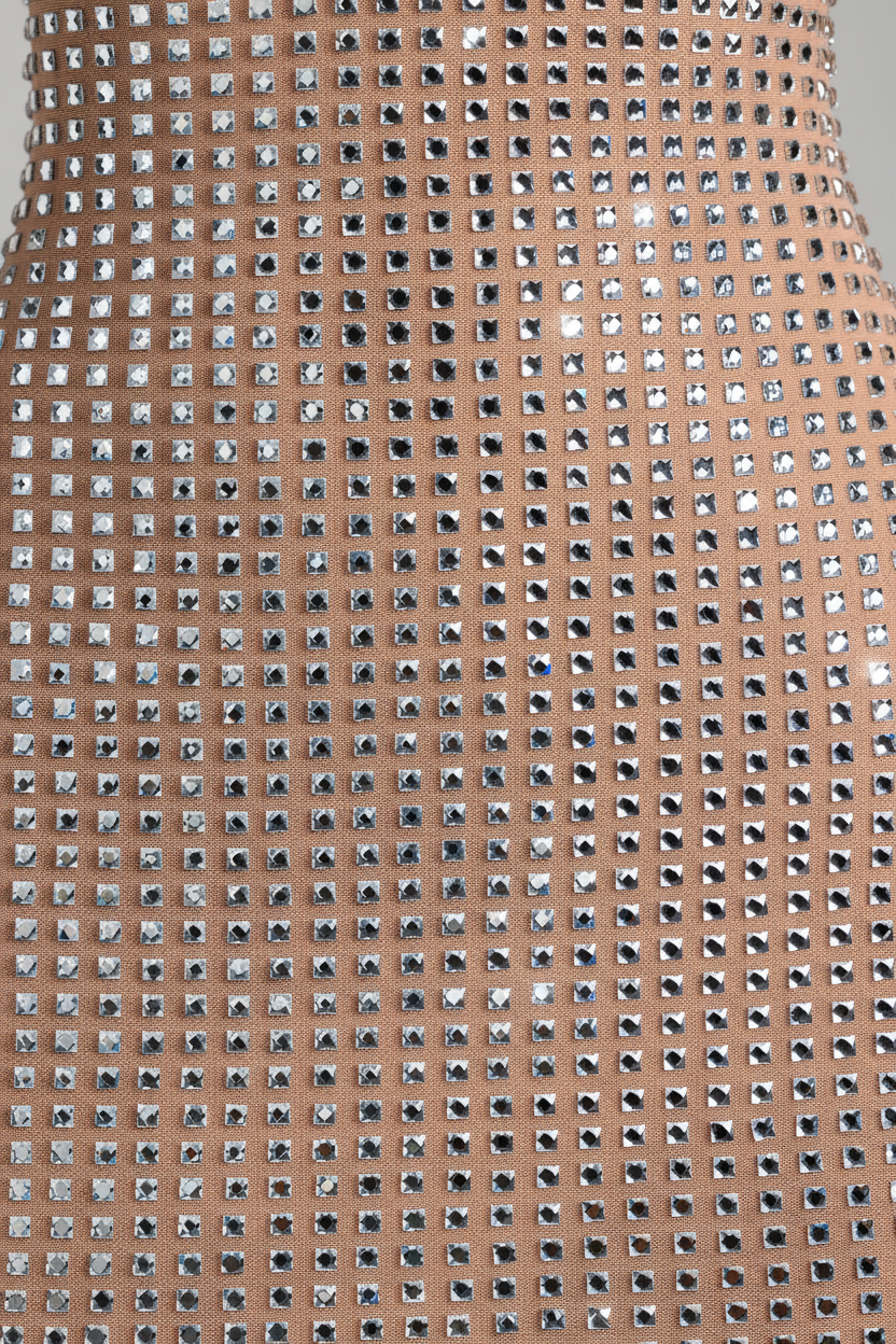 Embellished Halterneck Mini Dress in Honey - Image 5